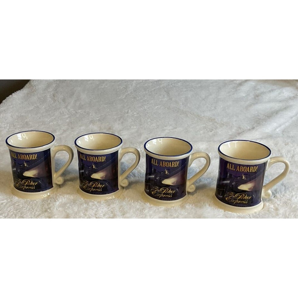 4 The Polar Express Believe 3D Raised Ceramic Hot Chocolate/Coffee Tea Mug Cups